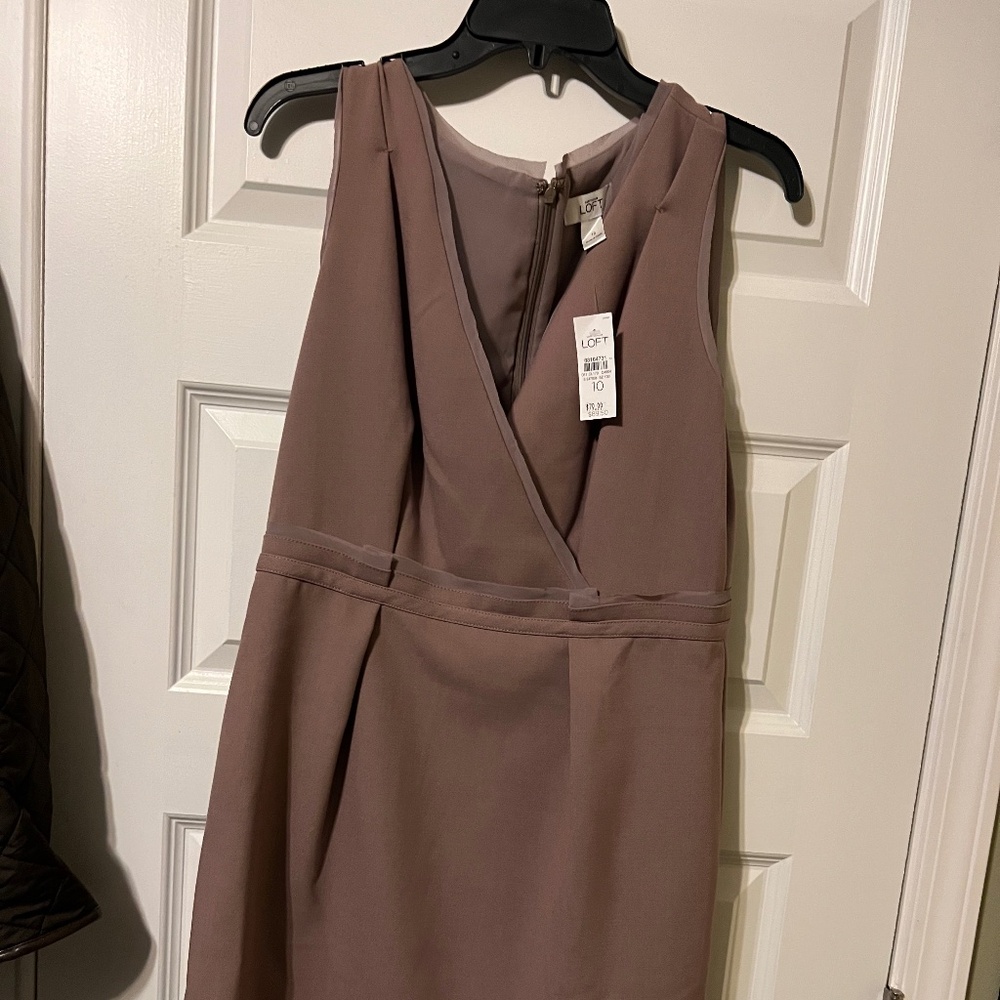 LOFT Neutral Light Brown Sleeveless Classic Dress